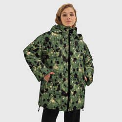 Куртка зимняя женская Милитари клякса мини, цвет: 3D-черный — фото 2