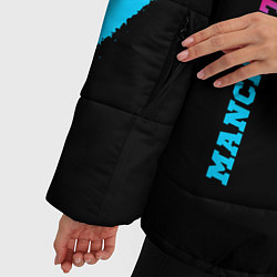 Куртка зимняя женская Manchester City - neon gradient: надпись, символ, цвет: 3D-черный — фото 2