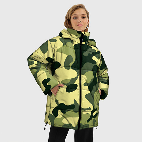 Женская зимняя куртка Камуфляж милитари / 3D-Красный – фото 3