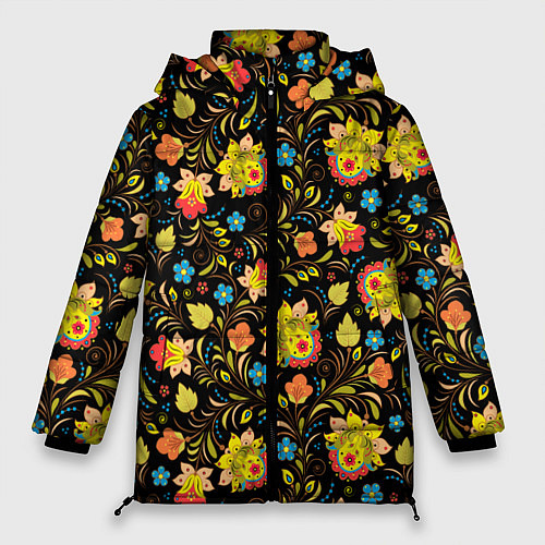 Женская зимняя куртка Русский яркий узор / 3D-Светло-серый – фото 1