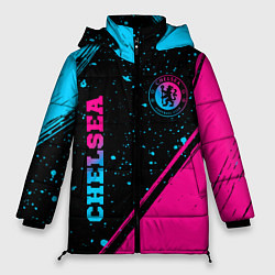 Куртка зимняя женская Chelsea - neon gradient: надпись, символ, цвет: 3D-черный