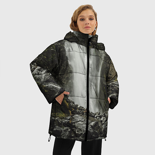 Женская зимняя куртка Водопад между скал / 3D-Красный – фото 3