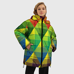 Куртка зимняя женская Узор из разноцветных фигур, цвет: 3D-светло-серый — фото 2