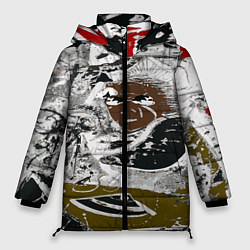 Куртка зимняя женская Абстракция мазки цветной краски графика, цвет: 3D-черный