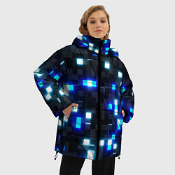 Куртка зимняя женская Неоновые светящиеся квадраты, цвет: 3D-светло-серый — фото 2