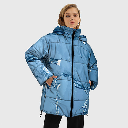 Женская зимняя куртка Водные подтёки на стекле / 3D-Светло-серый – фото 3
