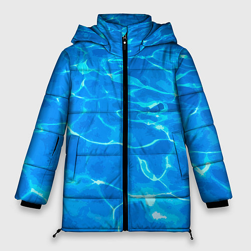 Женская зимняя куртка Абстрактные волны бассейна - текстура / 3D-Светло-серый – фото 1