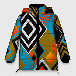 Куртка зимняя женская Фон из разноцветных квадратов, цвет: 3D-светло-серый
