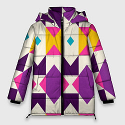 Куртка зимняя женская Геометрический цветной орнамент, цвет: 3D-красный