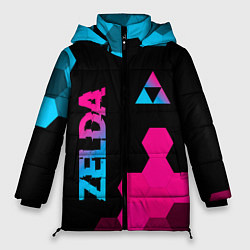 Женская зимняя куртка Zelda - neon gradient: надпись, символ