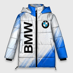 Куртка зимняя женская Bmw синяя текстура, цвет: 3D-красный