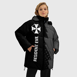 Куртка зимняя женская Resident Evil glitch на темном фоне: по-вертикали, цвет: 3D-черный — фото 2