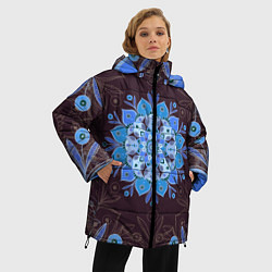 Куртка зимняя женская Мандала-цветок Голубая снежинка, цвет: 3D-черный — фото 2