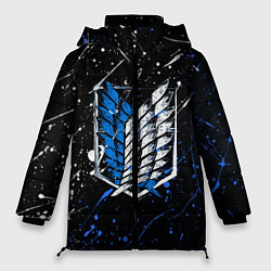 Куртка зимняя женская Атака титанов брызги, цвет: 3D-черный