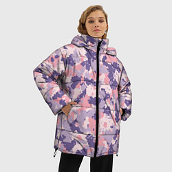 Куртка зимняя женская Цифровой камуфляж - сине-фиолетовый, цвет: 3D-черный — фото 2