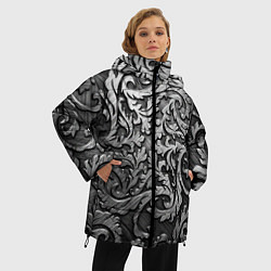 Куртка зимняя женская Стальные узоры, цвет: 3D-черный — фото 2