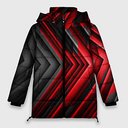 Куртка зимняя женская Чёрно-красный паркет графика, цвет: 3D-красный