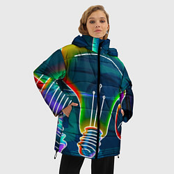 Куртка зимняя женская Неоновые лампы - коллаж, цвет: 3D-красный — фото 2
