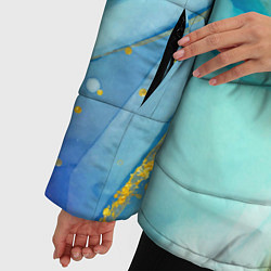 Куртка зимняя женская Абстракция в разных оттенках синего с золотыми нит, цвет: 3D-светло-серый — фото 2