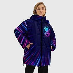 Куртка зимняя женская Skoda neon speed lines, цвет: 3D-черный — фото 2