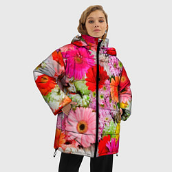 Куртка зимняя женская Colorful chrysanthemums, цвет: 3D-светло-серый — фото 2