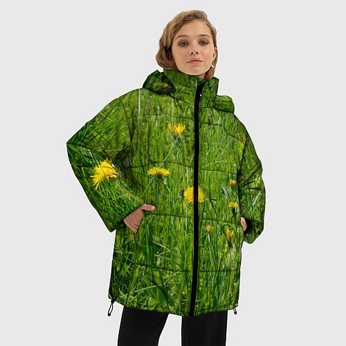 Женская зимняя куртка Солнечные одуванчики / 3D-Светло-серый – фото 3