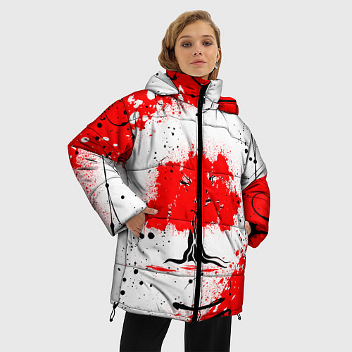 Женская зимняя куртка Цветущая сакура / 3D-Красный – фото 3