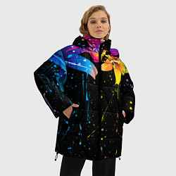 Куртка зимняя женская Цветные лилии, цвет: 3D-светло-серый — фото 2