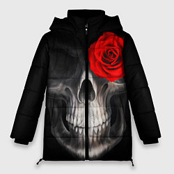 Куртка зимняя женская Роза на черепе, цвет: 3D-черный