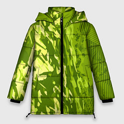 Куртка зимняя женская Зеленый абстрактный камуфляж, цвет: 3D-светло-серый