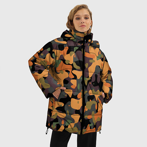 Женская зимняя куртка Камуфляж осенний лес / 3D-Красный – фото 3