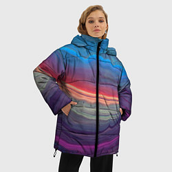 Куртка зимняя женская Цветной переливающийся абстрактный песок, цвет: 3D-красный — фото 2