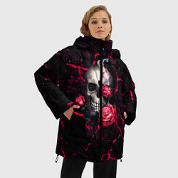 Куртка зимняя женская Металлический череп, цвет: 3D-черный — фото 2