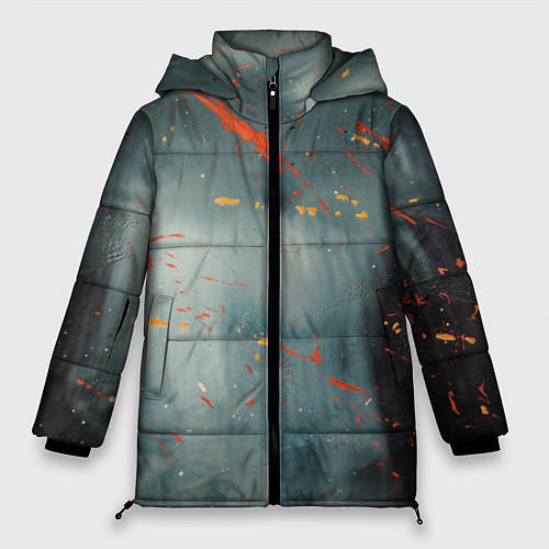 Женская зимняя куртка Абстрактное множество костюмов в тумане и краски / 3D-Светло-серый – фото 1