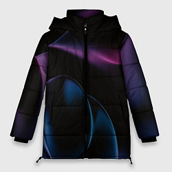 Куртка зимняя женская Абстрактные фиолетовые волны, цвет: 3D-черный