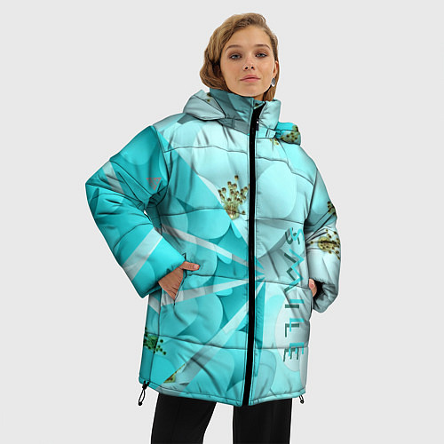 Женская зимняя куртка Нежный цветочный smile / 3D-Светло-серый – фото 3