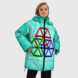 Куртка зимняя женская Невозможная геометрия - оптическая иллюзия, цвет: 3D-красный — фото 2
