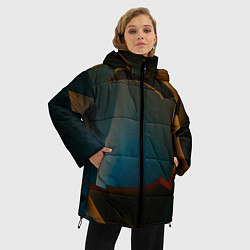 Куртка зимняя женская Абстрактные золотые механизмы, цвет: 3D-светло-серый — фото 2