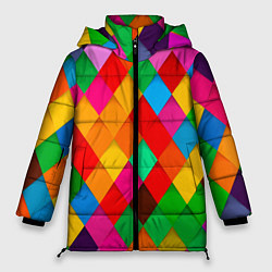 Куртка зимняя женская Цветные лоскуты - пэчворк, цвет: 3D-светло-серый