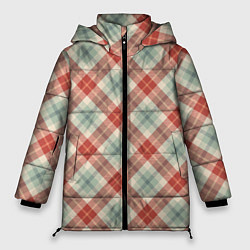 Куртка зимняя женская Салатовый узор в клетку, цвет: 3D-черный