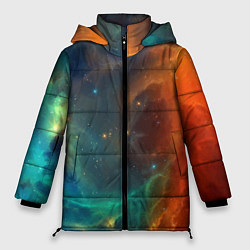 Куртка зимняя женская Столкновение двух космических галактик, цвет: 3D-светло-серый