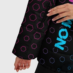 Куртка зимняя женская No Mans Sky - neon gradient: надпись, символ, цвет: 3D-черный — фото 2