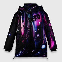 Куртка зимняя женская Фиолетовая вода и краски, цвет: 3D-светло-серый