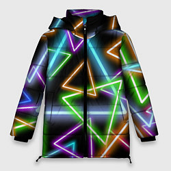 Куртка зимняя женская Неоновые треугольники - текстура, цвет: 3D-светло-серый
