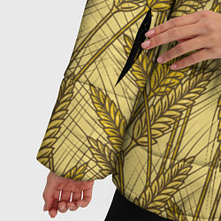 Куртка зимняя женская Винтажные колоски пшеницы, цвет: 3D-черный — фото 2