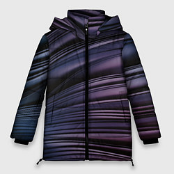 Куртка зимняя женская Волнообразные фиолетовые паттерны, цвет: 3D-светло-серый