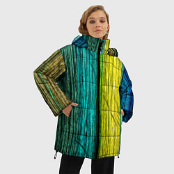 Куртка зимняя женская Разноцветные полосы материала, цвет: 3D-светло-серый — фото 2