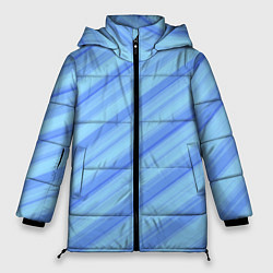 Куртка зимняя женская Сине-голубые полосы абстракция, цвет: 3D-черный