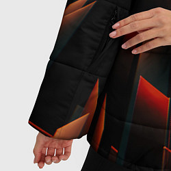 Куртка зимняя женская Абстрактная геометрия во тьме, цвет: 3D-красный — фото 2