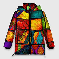 Куртка зимняя женская Лоскутная мозаика - пэчворк, цвет: 3D-черный